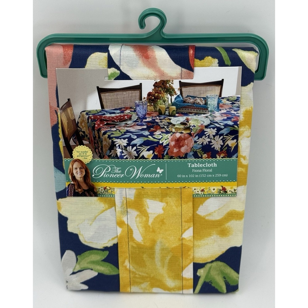 Pioneer Woman 60" x 102" Oblong Tablecloth "Fiona Floral" Blue New NWT